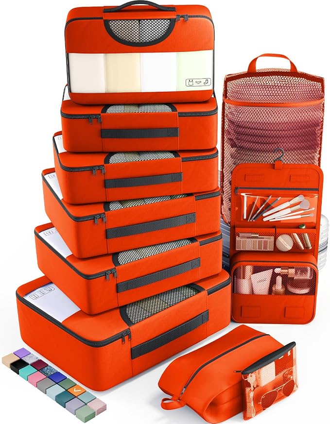 Veken 10 Set Packing Cubes for Travel Essential, Suitcase Organizer Bags in 4 by Veken