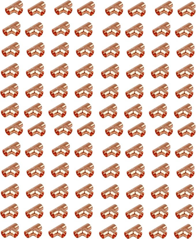 EZ-FLUID 3/4" Copper Tee, C X C LF Sweat Solder Tee, Pressure Copper Fittings by EZ-FLUIDPlumbingProducts
