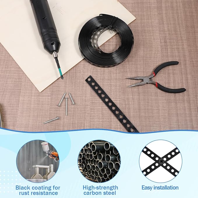Black Metal Strap with Holes 2/3 Inch × 66 FT, 0.6mm Thickness | Galvanized - Image 5