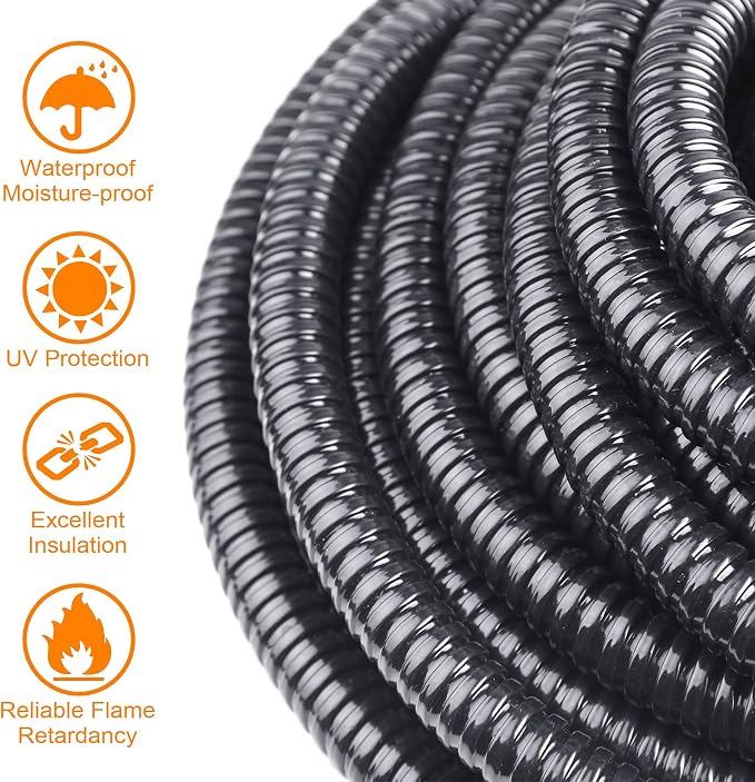 3/4 inch x 25ft Flexible Electrical Conduit, PVC Coated Liquid-Tight Galvanized - Image 5