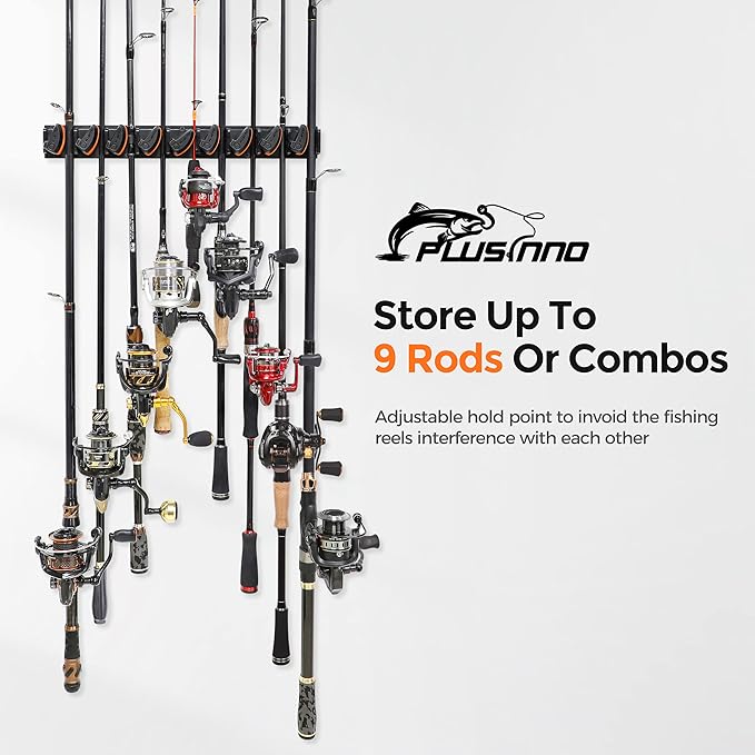 PLUSINNO V9 Vertical Fishing Rod Holders, Wall Mounted Fishing Pole Holders - Image 2