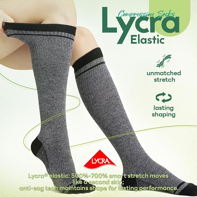 Compression Socks Women & Men, 15-20 mmHg Bamboo Viscose Knee High Soft Support - Image 4