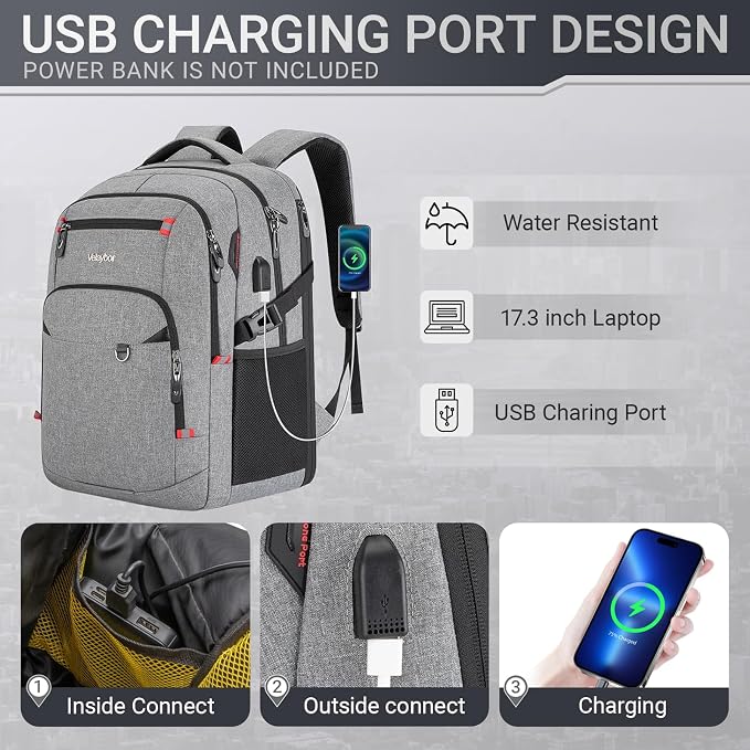 48L Expandable Laptop Backpack, Anti-thief Travel Backpack - Image 6