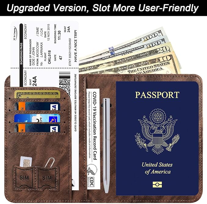 Passport Holder Cover Wallet Travel Essentials Leather Rfid Blocking Case - Image 2