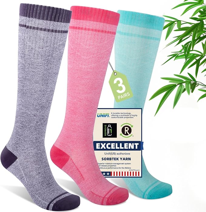 Compression Socks Women & Men, 15-20 mmHg Bamboo Viscose Knee High Soft Support by Unknown
