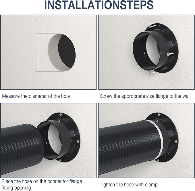 4" Duct Connector Flange, Dryer Vent Wall Plate, Duct Vent Flange | Sturdy ABS - Image 5