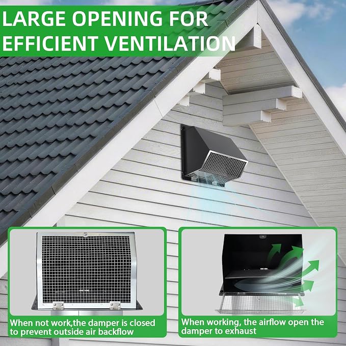 12 Inch Wall Vent Hood Exhaust Vent Cover Cap Outdoor Hooded Wall Vent - Image 3