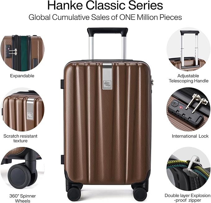 Hanke Expandable Hardshell Luggage Sets 3 piece Carry On Luggage - Image 4