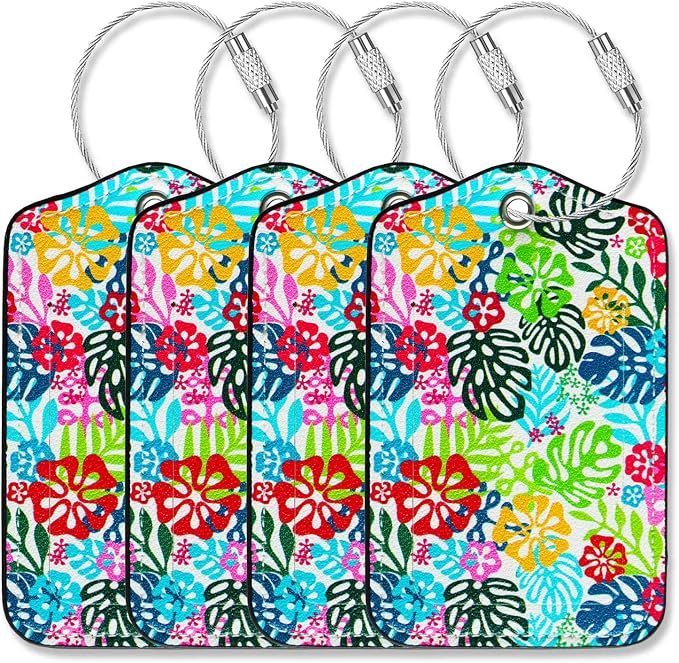 Luggage Tags for Suitcases-Leather Luggage Tag 4 Pack by GOWRAPS