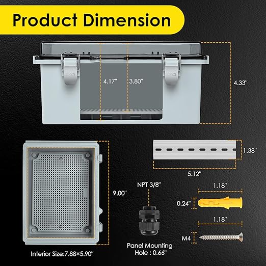 IP67 Outdoor Electrical Junction Box Waterproof 8.7''x6.7''x4.3 | Weatherproof - Image 3