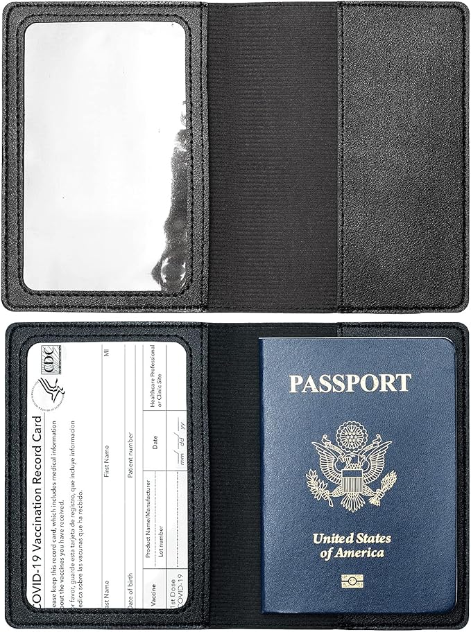2 Pack Passport and Vaccine Card Holder PU Leather Passport Wallet Vaccine Case - Image 4