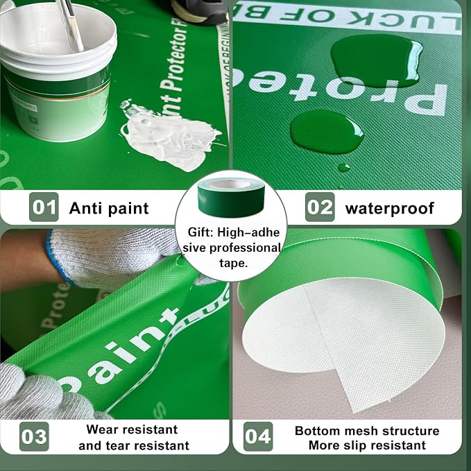 Carpet Floor Protection Film Heavy-Duty Temporary Painter Plastic Drop Cloth - Image 3