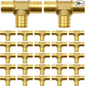 25 Pack 3/4" PEX Fittings, Brass Tee Fittings | by RUBY.Q