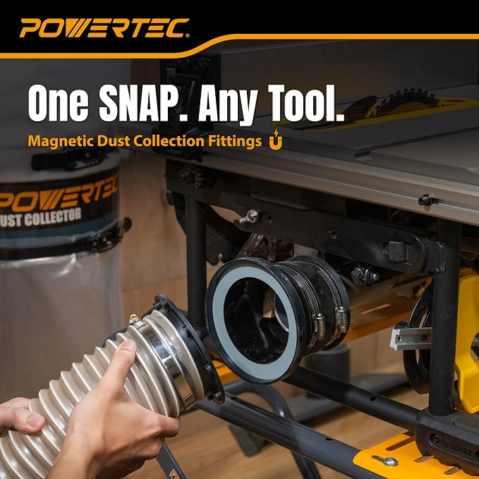 POWERTEC 4” & 2-1/2" Magnetic Dust Collection Fittings Complete Setup Kit - Image 5