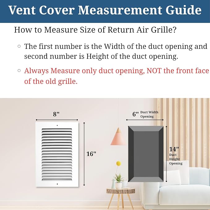 6 x 14 Inch Return Air Vent Cover, Solid Steel HVAC Grille - Image 2