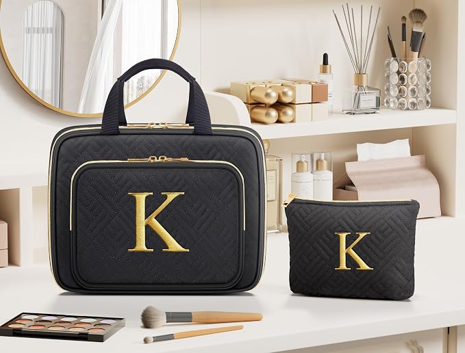 Gifts for Women, Initial Toiletry Makeup Bag Hanging Cosmetic Organizer - Image 9