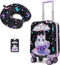 Cute Black Cat Kid's Luggage Set 2 Piece Suitcase Set 16" Hardside Luggage by Homskiii