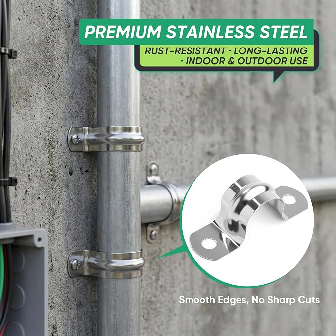8PCS 4 Inch Stainless Steel Conduit Clamps, Comes - Image 3