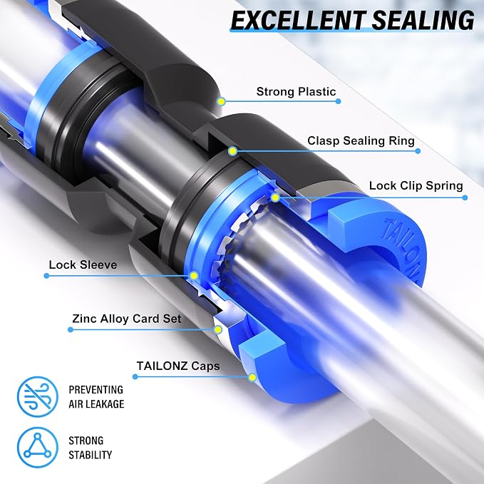 TAILONZ PNEUMATIC 30 pcs Straight Push Connectors Plastic Quick Release - Image 3