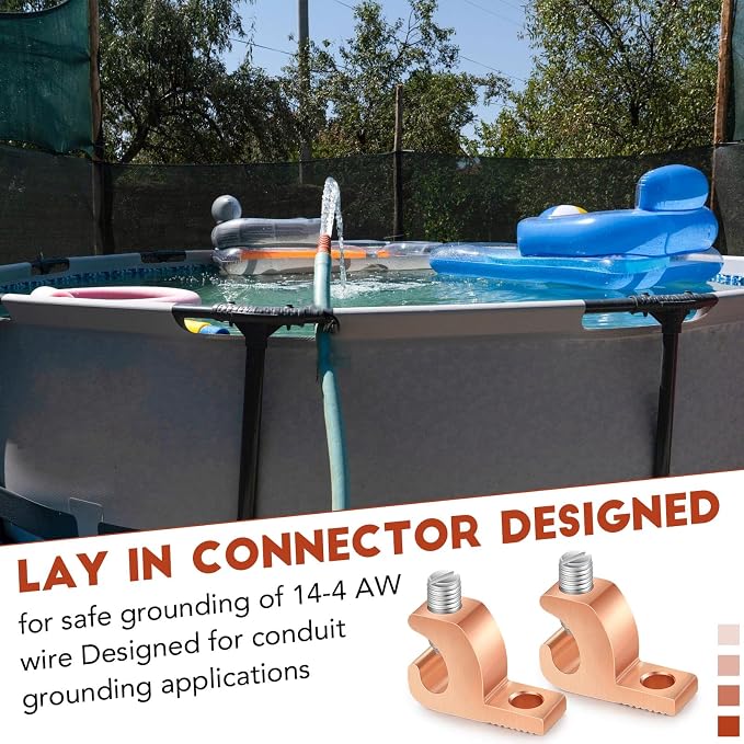 Landhoow 40 Pack Lay-in Lugs, Copper Pool Bonding Connectors, 4-14 AWG | - Image 3