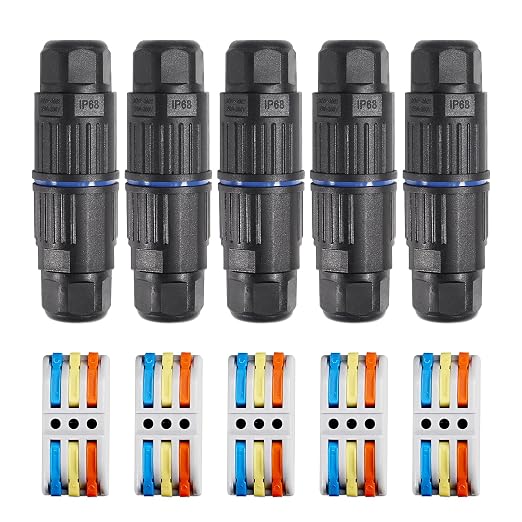 5PCS IP68 Waterproof Junction Box, Outdoor 3 Way Electrical Cable Connector by MELIFE