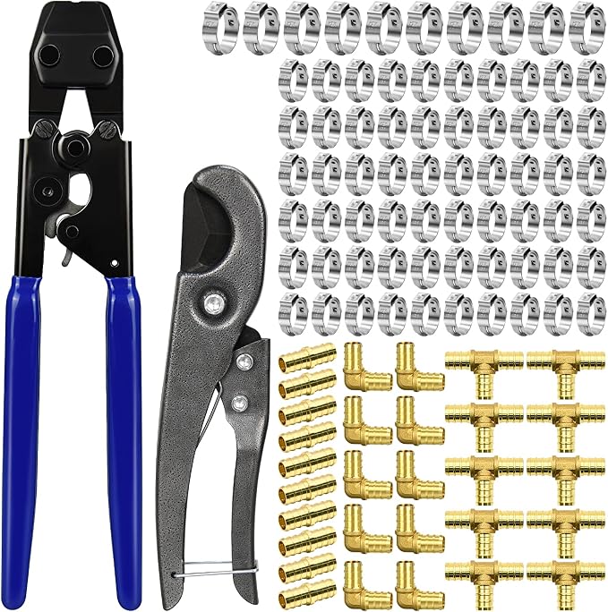 PEX Cinch Clamp Tool Kit, 3/8" to 1" PEX Pipe Clamp Cinch Tool Set | by PXZBLG
