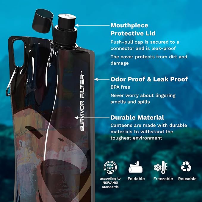 Survivor Filter Clear Collapsible Water Bottles - Image 4