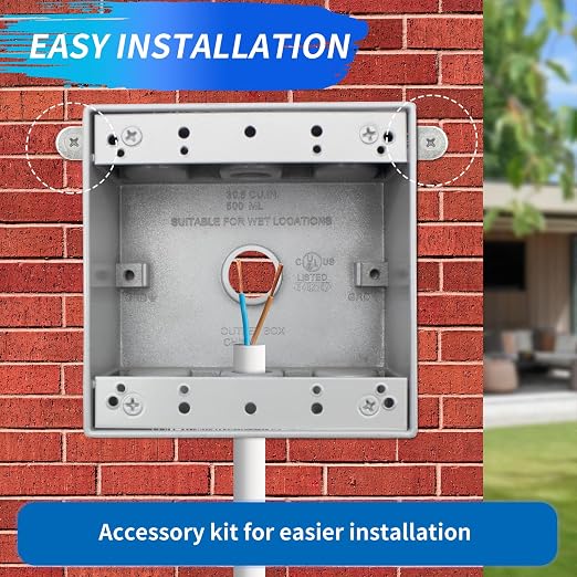 2-Gang Weatherproof Outlet Box, 3 1/2 in Hole Outdoor Electrical Box | Aluminum - Image 5