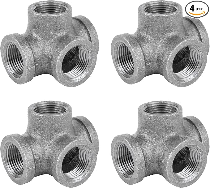 1/2" Side Outlet Tee Fitting, PIPE DECOR Black Malleable Iron Fittings Fit by PipeD%C3%A9cor