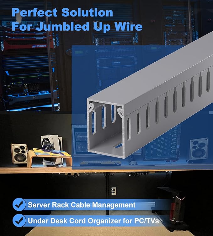 1.6"H x 1.2"W Cable Raceway, 6ft Under Desk Wire Management Channel, 2 Pack - Image 5