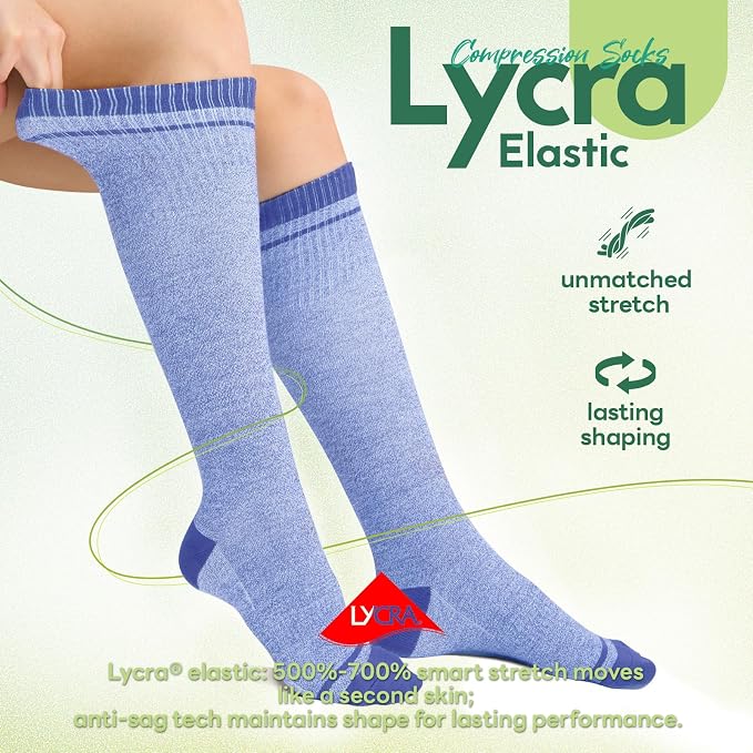 Compression Socks Women & Men, 15-20 mmHg Bamboo Viscose Knee High Soft Support - Image 4