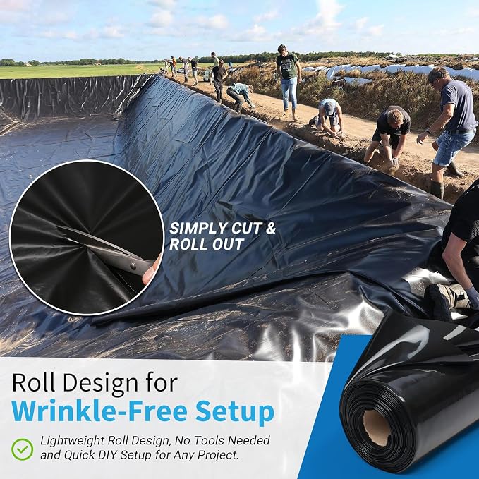 Black Plastic Sheeting, 6 Mil 10' x 100', Crawl Space Vapor Barrier, Vapor - Image 3