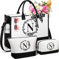 Personalized Mothers Day Gifts for Women, Initial Canvas Tote Bag & Makeup Bag by Unknown