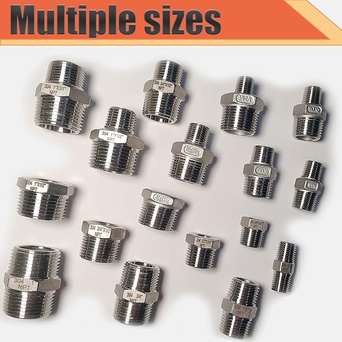 1" NPT Male to 3/4" NPT Female Reducer Bushing, 304 Stainless Steel Pipe Hex - Image 7