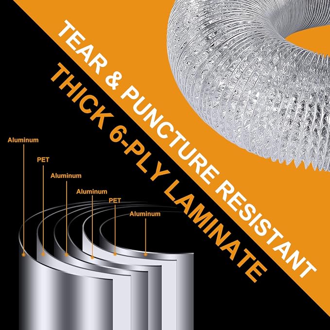 Heavy Duty 4"Flexible Dryer Vent Exhaust Duct Hose 6 Feet - Image 2