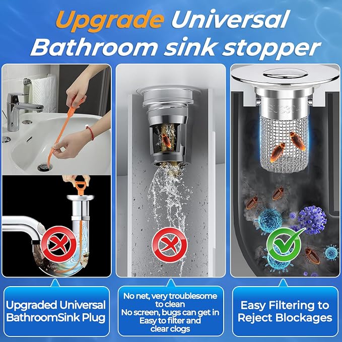 Bathroom Sink Drain Strainer, Pop-up Sink Drain Strainer - Image 4