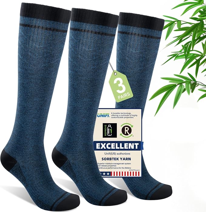 Compression Socks Women & Men, 15-20 mmHg Bamboo Viscose Knee High Soft Support by Unknown