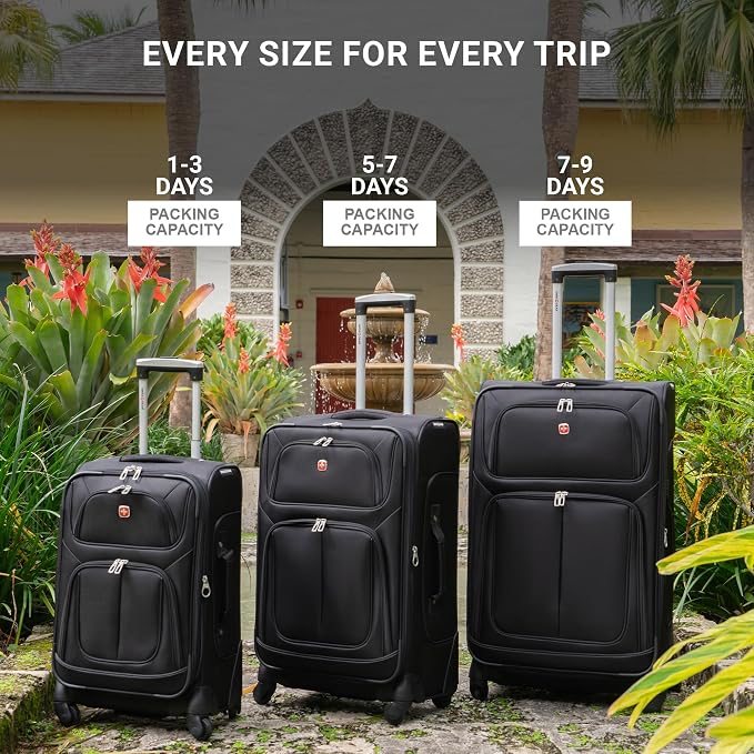 SwissGear Sion Softside Expandable Luggage, Dark Grey, Checked-Medium 25-Inch - Image 6
