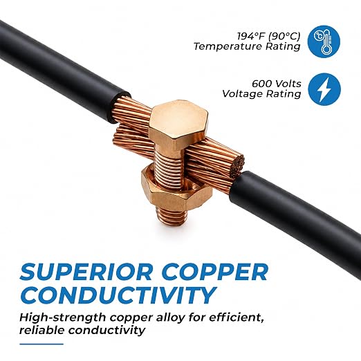 Size #6 Copper Split-Bolt Connector 6 AWG Heavy-Duty Electrical Wire Splicing - Image 3
