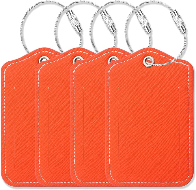 Luggage Tags for Suitcases-Leather Luggage Tag 4 Pack by GOWRAPS
