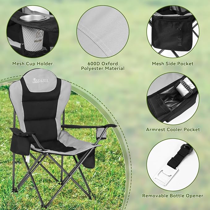Camping Chairs for Adults, Camping Chairs 2 Pack, Folding Chairs for Outside - Image 4