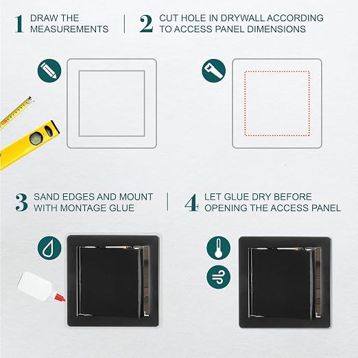 8" x 8" Black ABS Plastic Plumbing Access Panel - Image 3