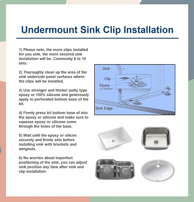 Undermount Sink Clips, Sink Brackets, Bathroom Kitchen Ceramic Stainless Steel - Image 7