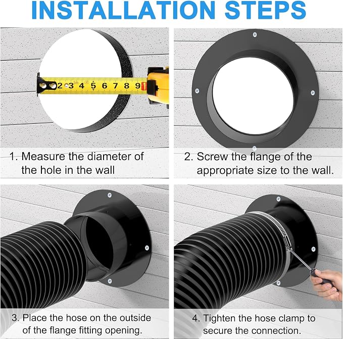 Hon&Guan 4 Inch Duct Connector, 4 Inch Duct Connector Flange Dryer Vent - Image 3