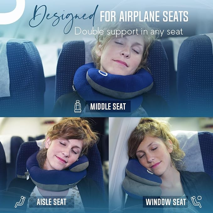 BCOZZY Travel Neck Pillow for Airplane – Patented Double Support for Head - Image 6