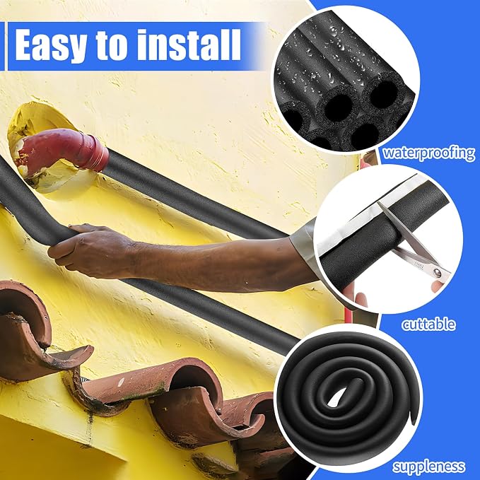 12 Pack Pipe Insulation Foam Tube, 3/4'' Self Adhesive Pre Slit Foam Pipe - Image 3