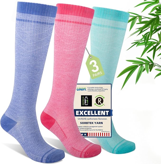 Compression Socks Women & Men, 15-20 mmHg Bamboo Viscose Knee High Soft Support by Unknown