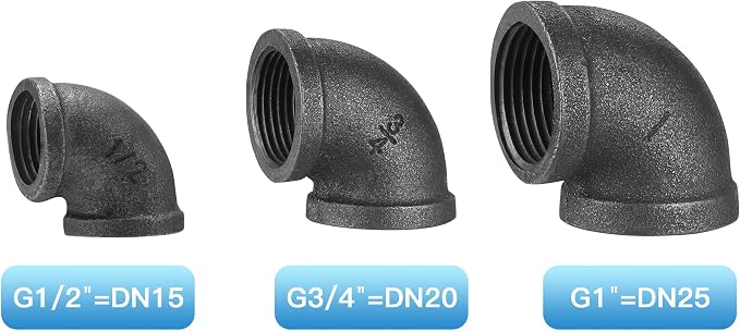 1/2" Threaded Elbow, 60 Pack Gray Metal Pipe Fittings - Image 3