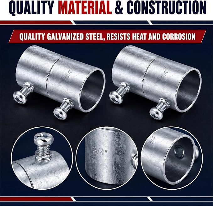 Gisafai 20 Pcs 3/4 Emt Coupling Conduit Fittings Screw Coupling - Image 3