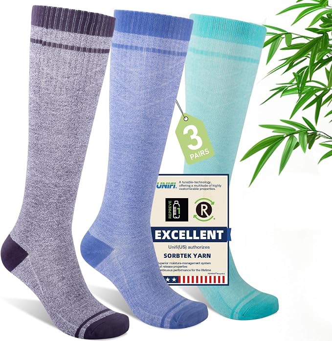 Compression Socks Women & Men, 15-20 mmHg Bamboo Viscose Knee High Soft Support by Unknown